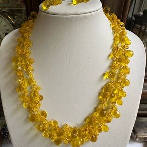 gorgeous vintage  yellow citrine and earrings briolettes set signed Karel